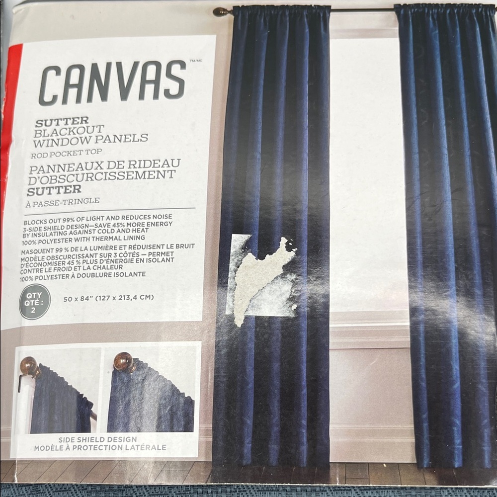 Canvas Sutter Blackout Curtains - Deep Blue